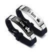 Valentine's Day Black Silver Her King His Queen Couple Bracelets