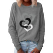 Valentine's Day Love Print Round Neck Long Sleeve Sweater