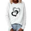 Valentine's Day Love Print Round Neck Long Sleeve Sweater