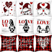 Valentine's Day Red Cartoon Letter Series Peach Skin Sofa Pillowcase