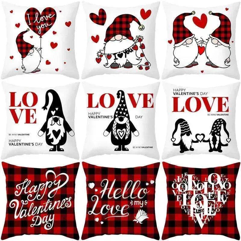 Valentine's Day Red Cartoon Letter Series Peach Skin Sofa Pillowcase