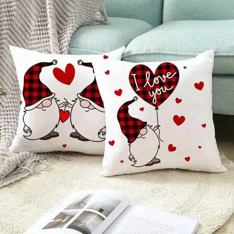 Valentine's Day Red Cartoon Letter Series Peach Skin Sofa Pillowcase