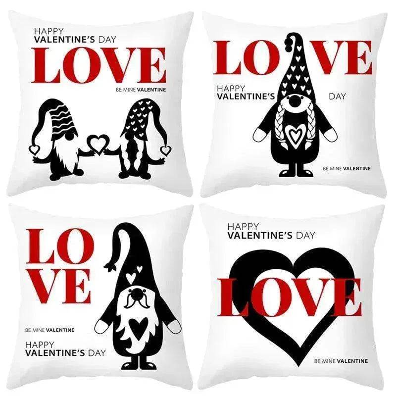 Valentine's Day Red Cartoon Letter Series Peach Skin Sofa Pillowcase