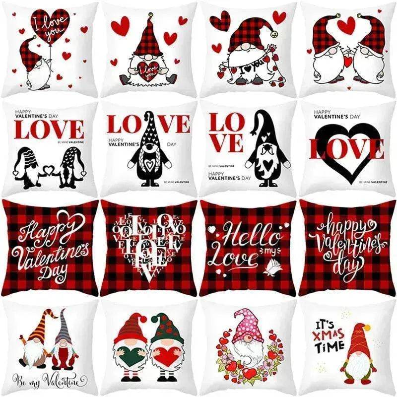 Valentine's Day Red Cartoon Letter Series Peach Skin Sofa Pillowcase