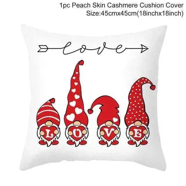 Valentine's Day Red Cartoon Letter Series Peach Skin Sofa Pillowcase