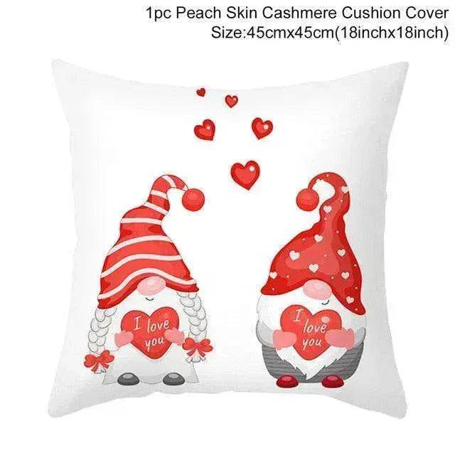 Valentine's Day Red Cartoon Letter Series Peach Skin Sofa Pillowcase