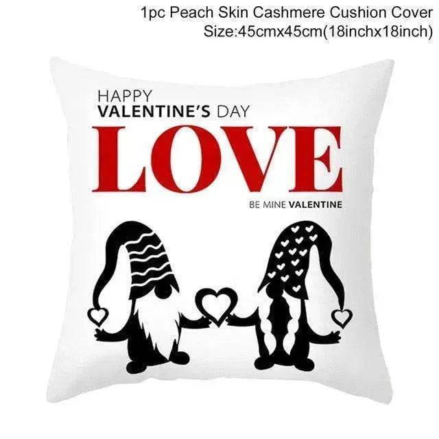 Valentine's Day Red Cartoon Letter Series Peach Skin Sofa Pillowcase