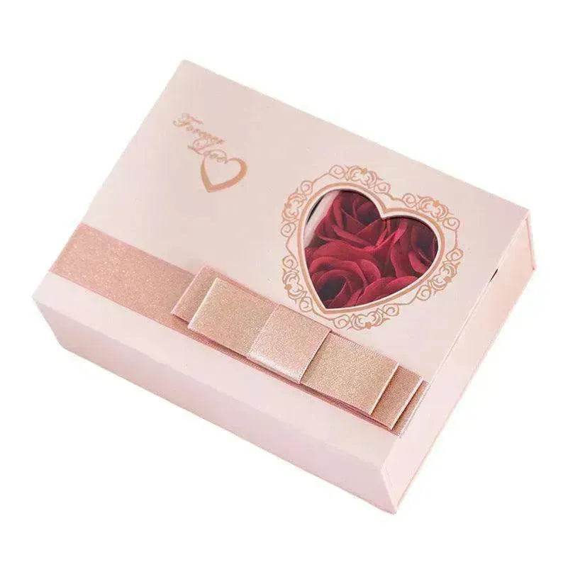 Valentine's Day Roses Love Jewelry Box  Necklace Ring Ear Studs