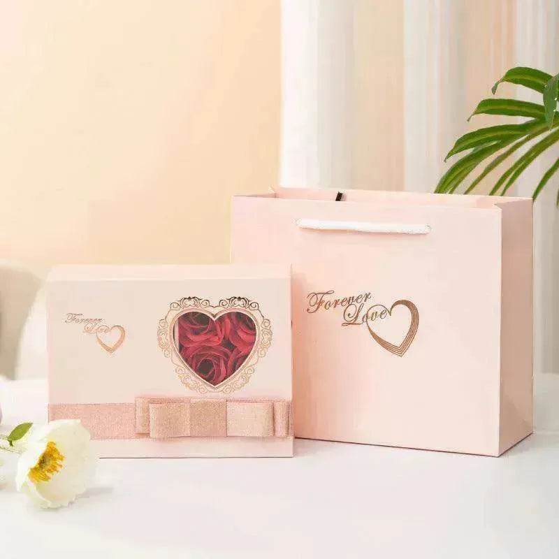 Valentine's Day Roses Love Jewelry Box  Necklace Ring Ear Studs
