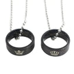 Valentine's Day Simple Crown Her King His Queen Couple Ring Pendant Necklace
