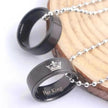 Valentine's Day Simple Crown Her King His Queen Couple Ring Pendant Necklace