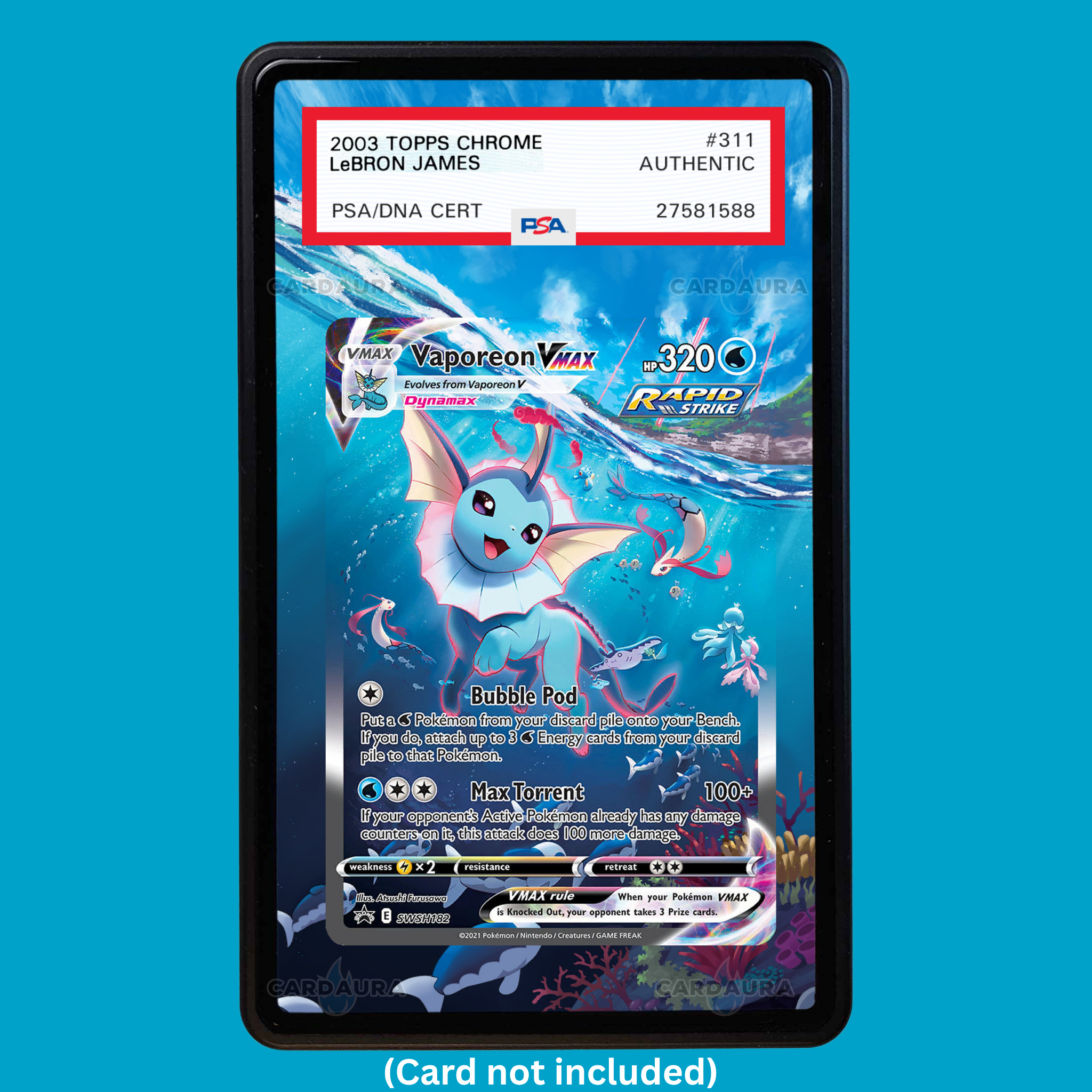 Vaporeon VMAX SWSH182 Evolving Skies (Graded) Display Case