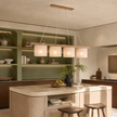 VARO Scandinavian Wood & Linen Pendant Light for Kitchen Island & Dining Table