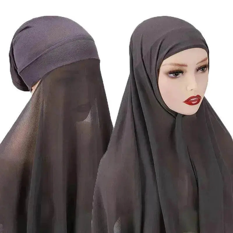 Veiled Arab  Ladies Chiffon Turban Scarf Set