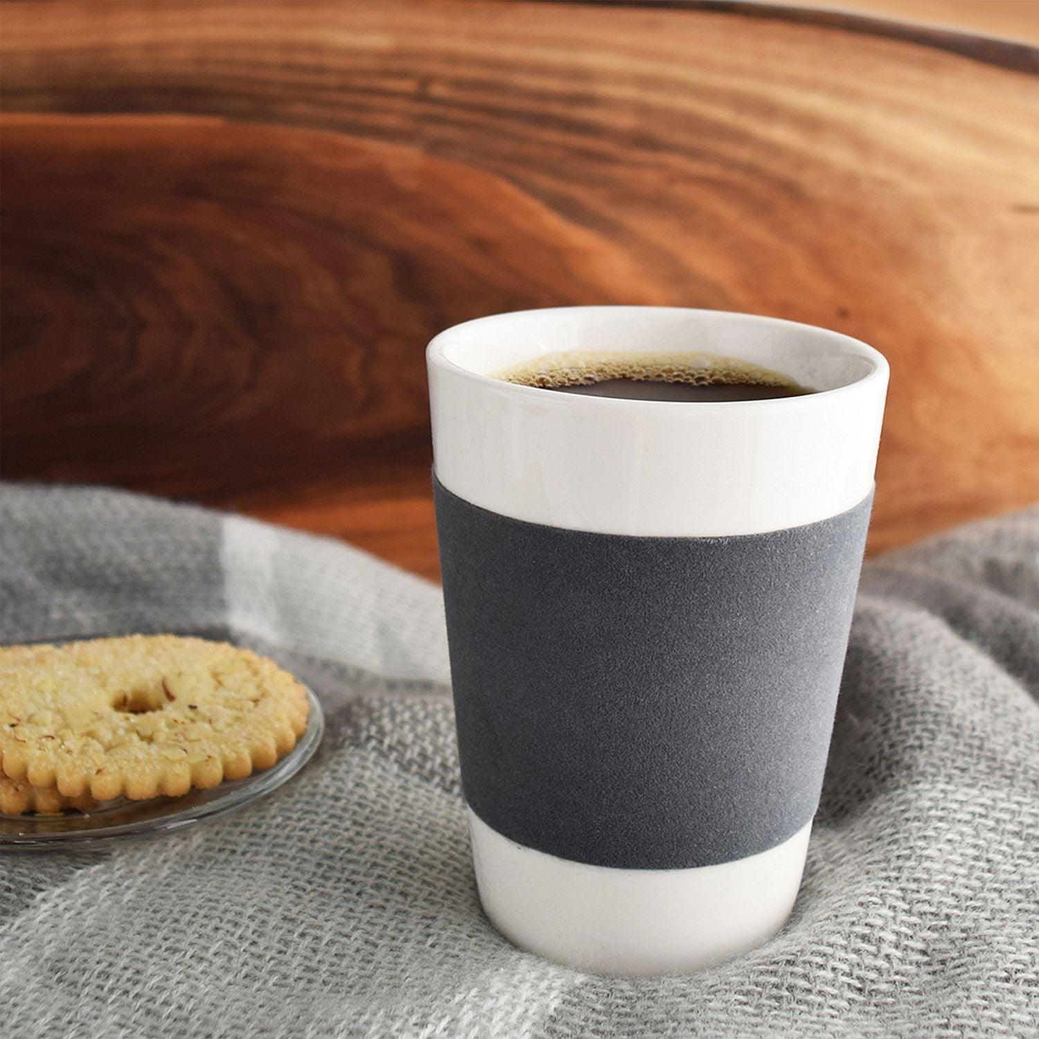 Mug en porcelaine Velour - Bande grise