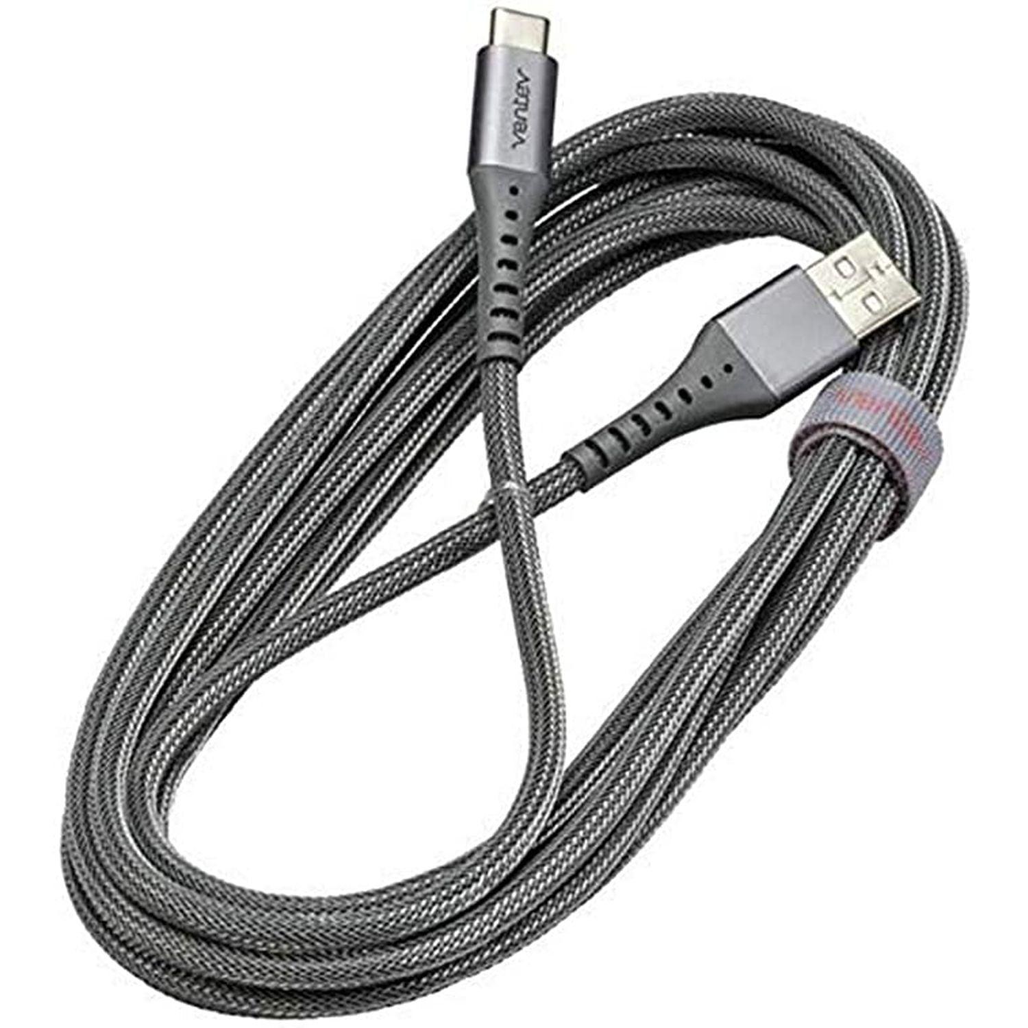 Ventev - Charge & Sync USB-C to USB-C 20 Cable 10ft Alloy Gray