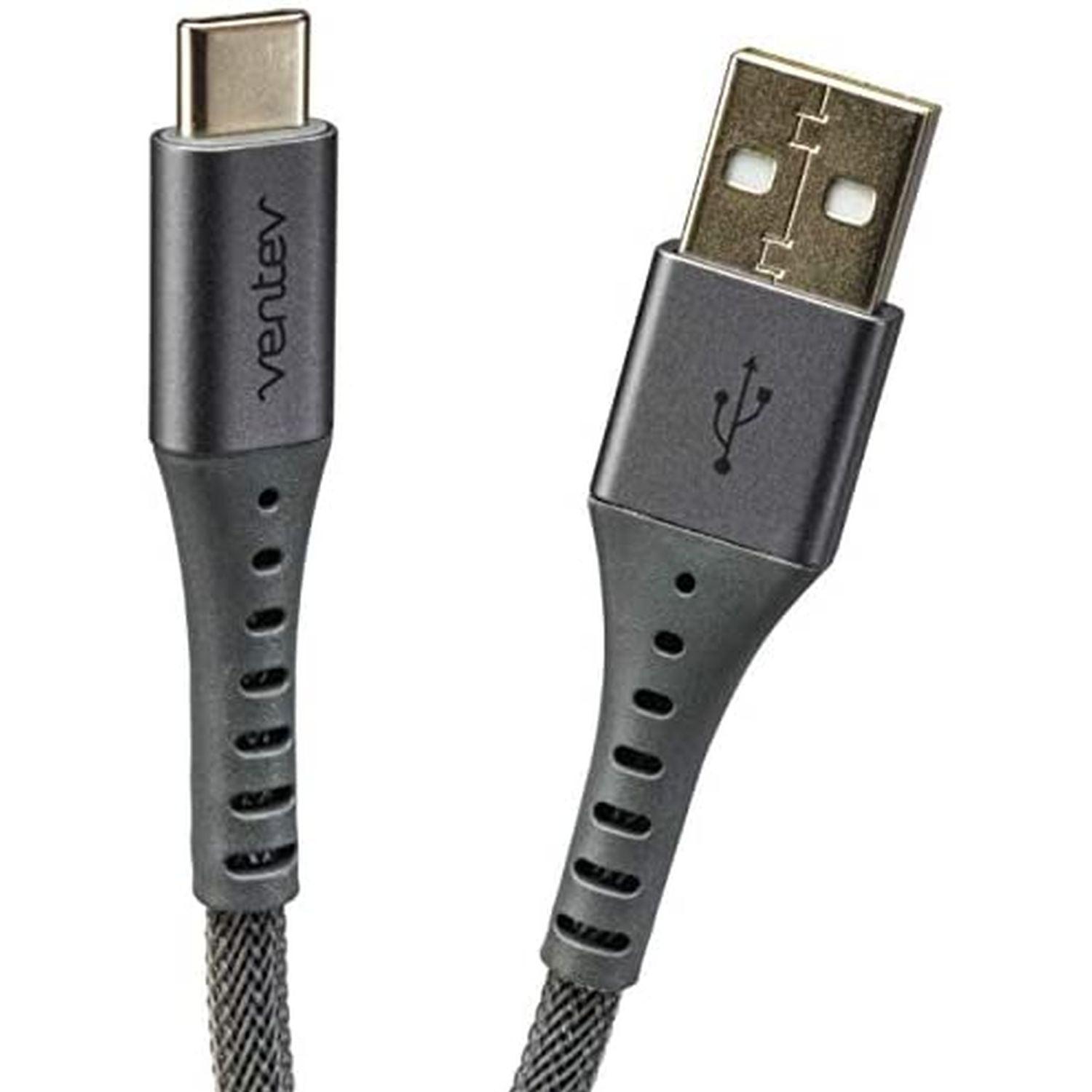 Ventev - Charge & Sync USB-C to USB-C 20 Cable 10ft Alloy Gray