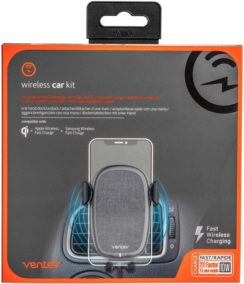 Ventev - Qi Charge Car Vent 10W with 3A Car Charger + Micro - USB