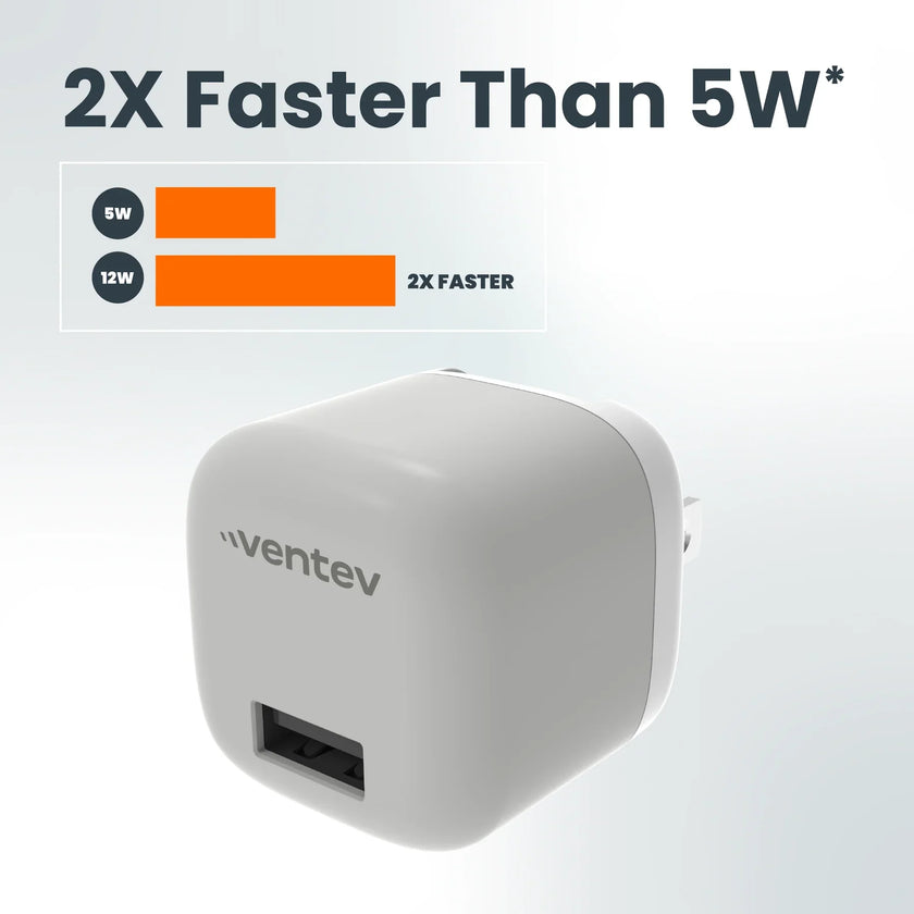 Ventev - Chargeur mural 1 port 12W 2.4 amp USB-A - Blanc