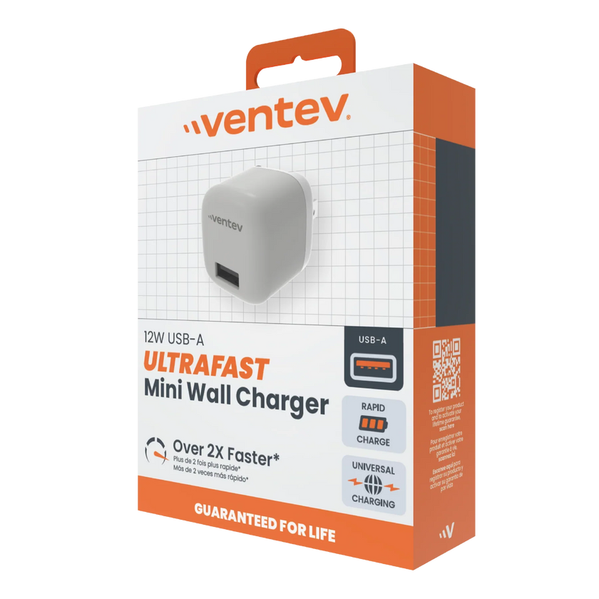 Ventev - Chargeur mural 1 port 12W 2.4 amp USB-A - Blanc