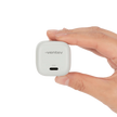 Ventev - Wall Charger Mini 1 Port 20W USB-C Power Delivery Foldable Prongs Rapid Charge - Whte & Grey