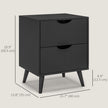 Jesse Nightstand with 2 Drawers and Pine Wood Legs-Black