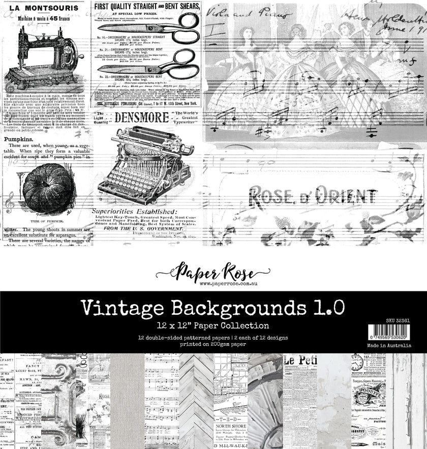 Vintage Backgrounds 1.0 12x12 Paper Collection 32361