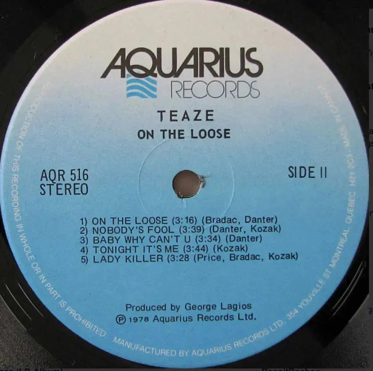 Teaze - On The Loose - 1st Pressing