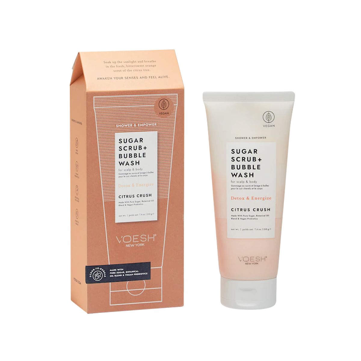 Voesh - Sugar Scrub & Bubble Wash Citrus Crush 7.4Oz
