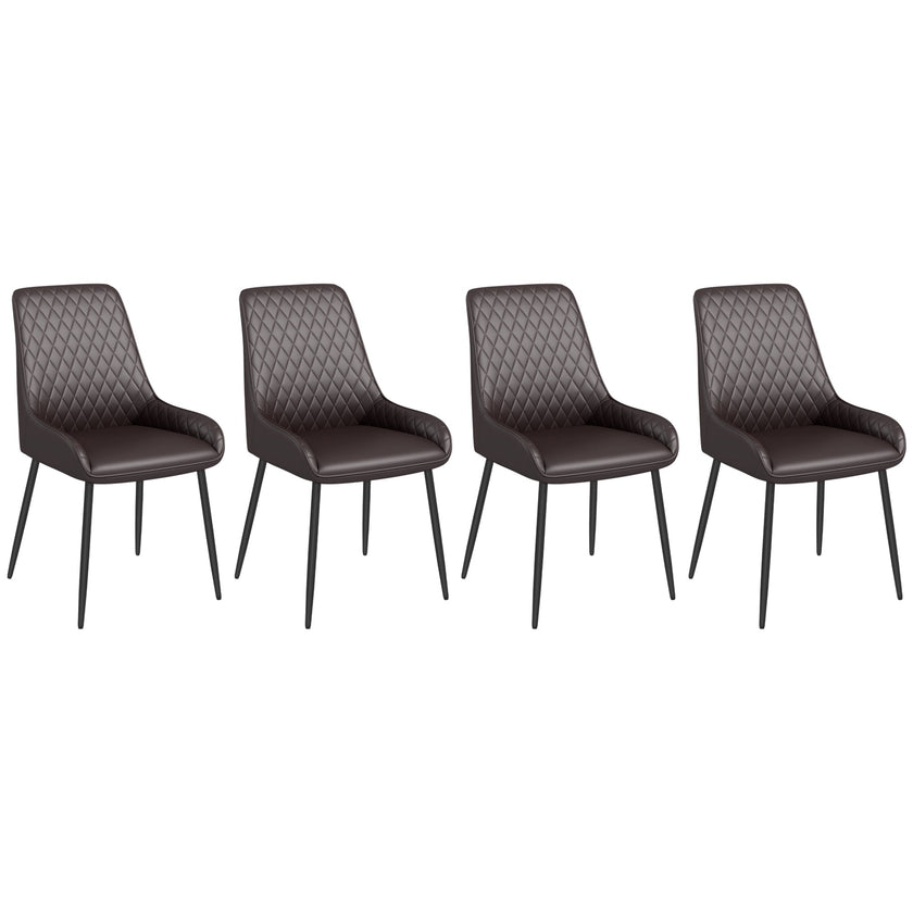 Blake Vegan Leather Modern Dining Chairs with Diamond Tufting-Set of 4-Brown