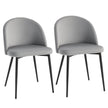 Dylan Set of 2 Mid-Back Velvet-Touch Dining Chairs-Grey