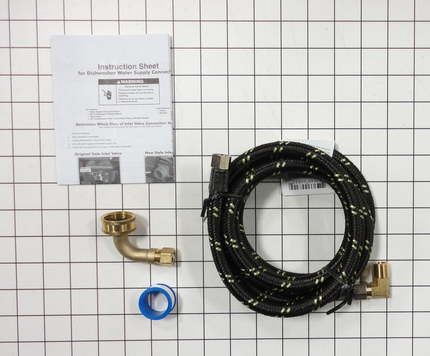 Whirlpool W10278636RC 6ft Braided Dishwasher Hose