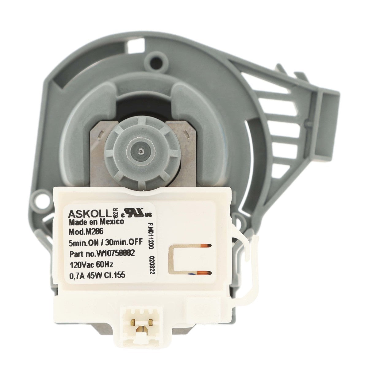 Pompe de vidange de lave-vaisselle Whirlpool, pièce de rechange W10914557