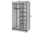 Marrphy Mirrored 2 Sliding Door Freestanding Wardrobe - Black/Oak Caramel