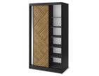 Marrphy Mirrored 2 Sliding Door Freestanding Wardrobe - Black/Oak Caramel