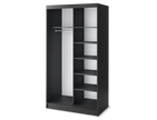 Marrphy Mirrored 2 Sliding Door Freestanding Wardrobe - Black/Oak Caramel