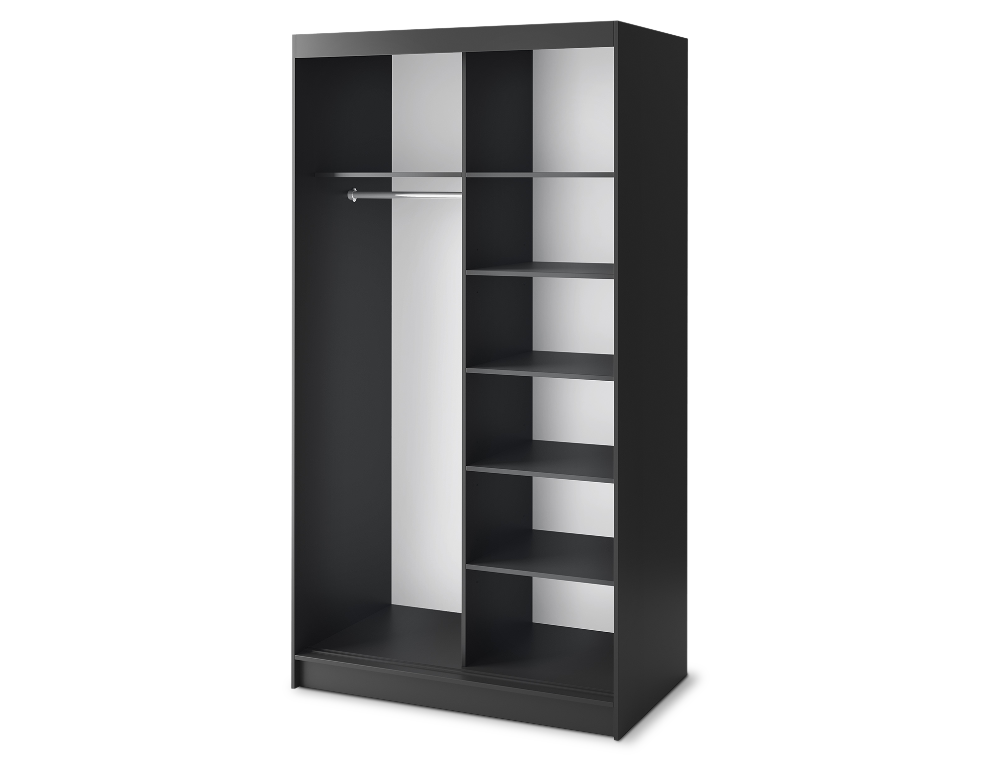 Marrphy Mirrored 2 Sliding Door Freestanding Wardrobe - Black/Oak Caramel
