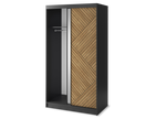 Marrphy Mirrored 2 Sliding Door Freestanding Wardrobe - Black/Oak Caramel