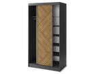 Marrphy Mirrored 2 Sliding Door Freestanding Wardrobe - Black/Oak Caramel