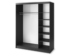 Marrphy Mirrored 3 Sliding Door Freestanding Wardrobe - Black/Oak Caramel