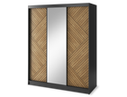 Marrphy Mirrored 3 Sliding Door Freestanding Wardrobe - Black/Oak Caramel