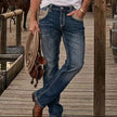 Eagle Warrior Men’s Premium Bootcut Jeans. Tribal Embroidered 7-Pocket Stretch Denim