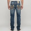 Eagle Warrior Men’s Premium Bootcut Jeans. Tribal Embroidered 7-Pocket Stretch Denim