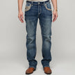 Eagle Warrior Men’s Premium Bootcut Jeans. Tribal Embroidered 7-Pocket Stretch Denim