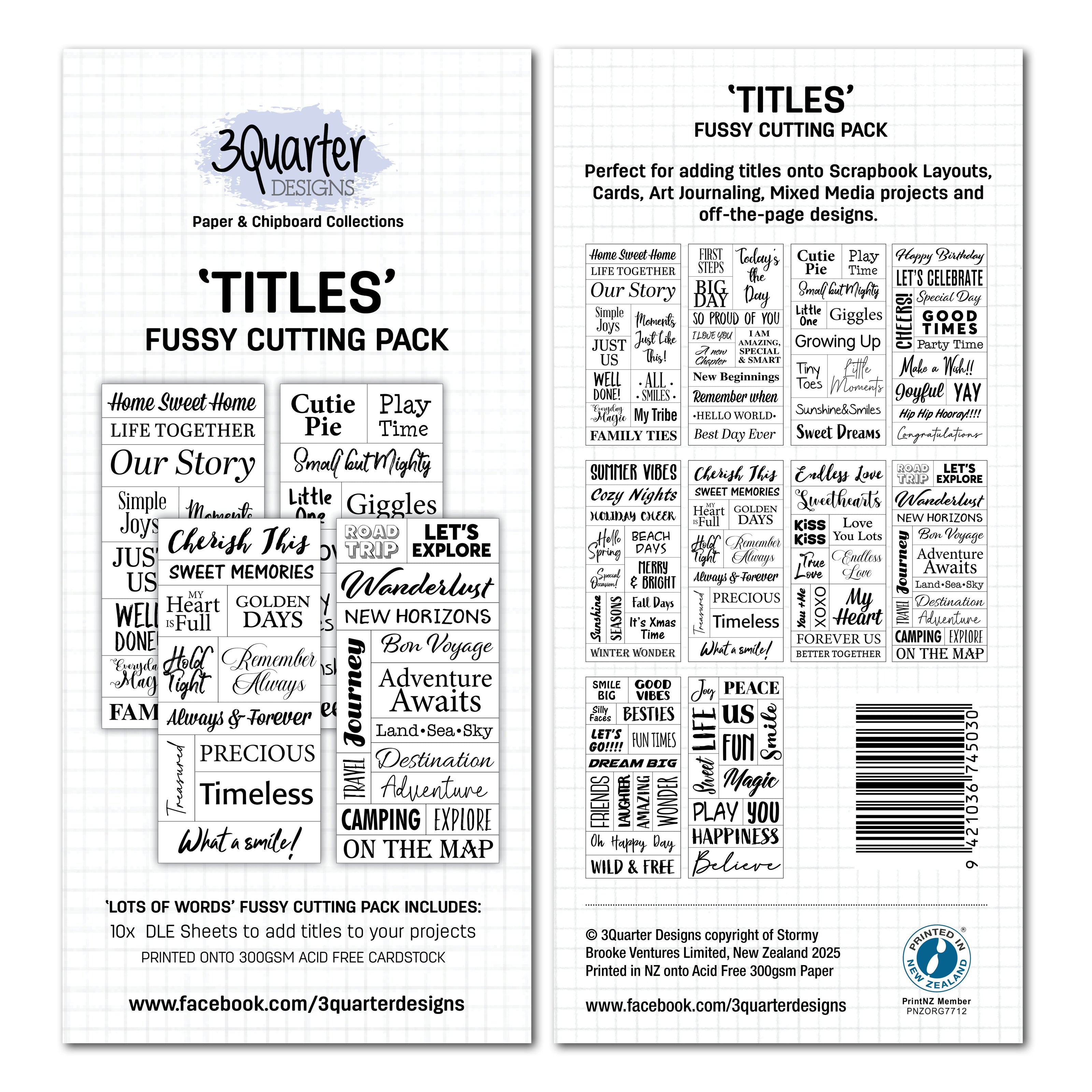 3Quarter Designs Fussy Cutting - Titles