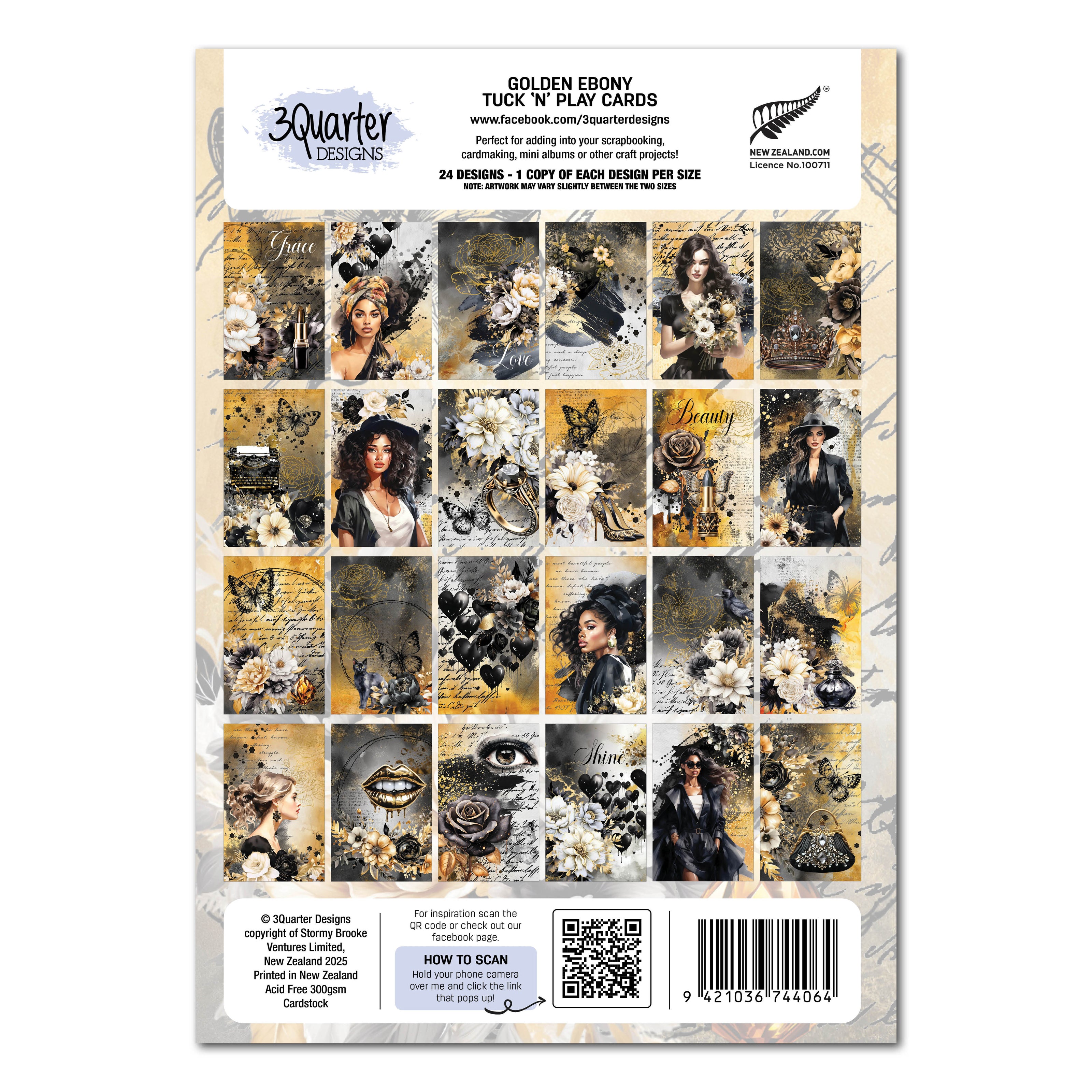 3Quarter Designs Golden Ebony - Tuck N Play Cards