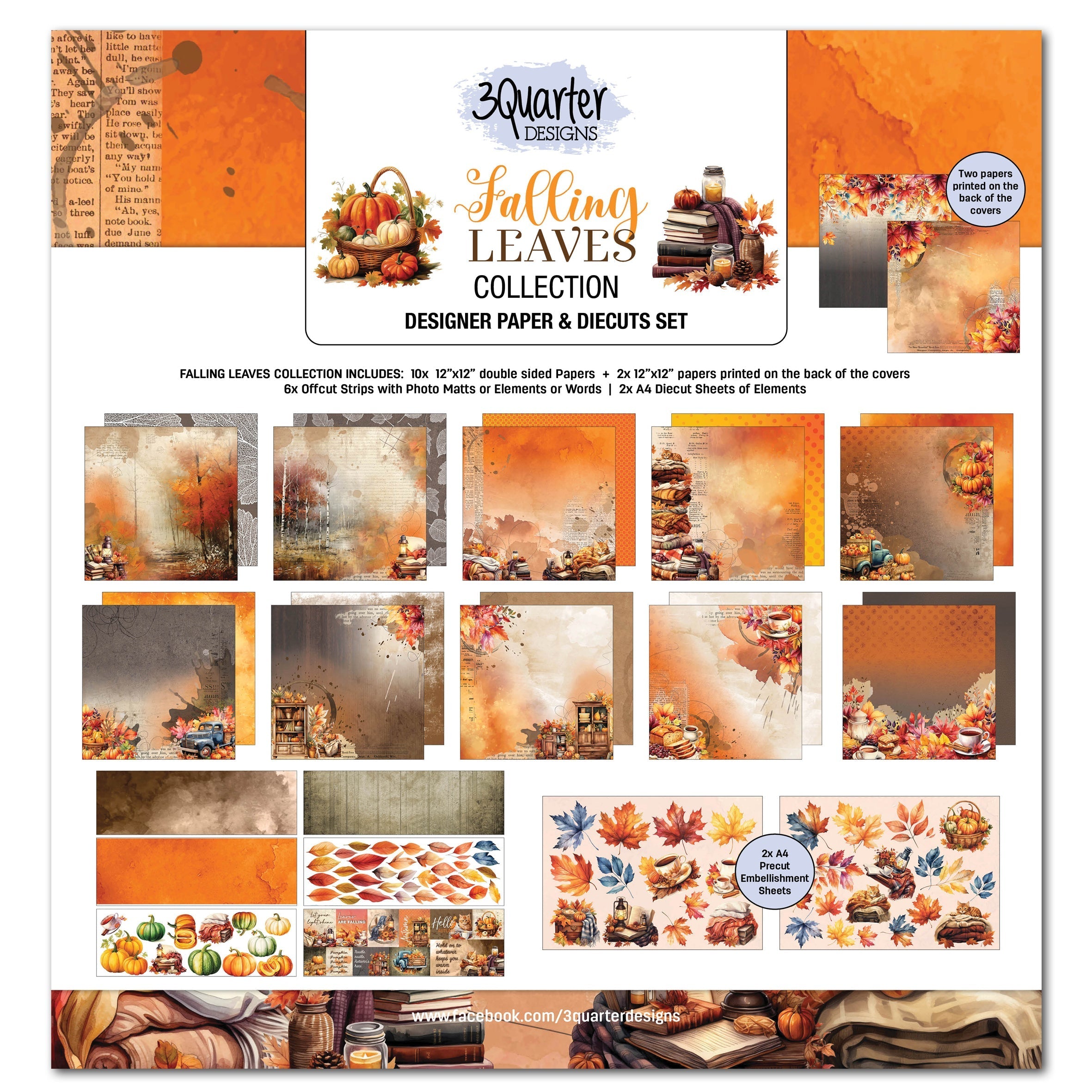 3Quarter Designs Falling Leaves 12x12 Scrapbook Collection