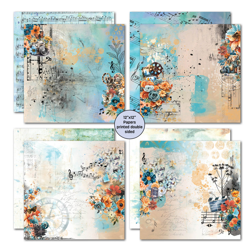 3Quarter Designs Cerulean Score 12x12 Design Paper & Diecuts Set