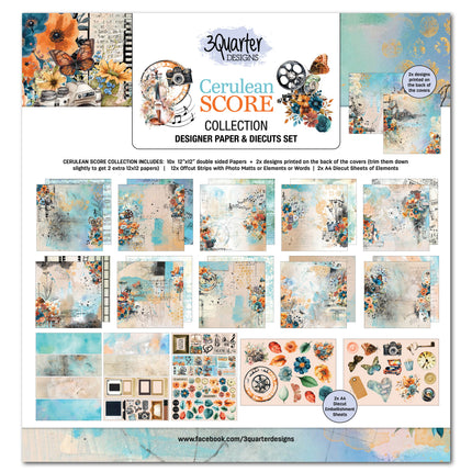 3Quarter Designs Cerulean Score 12x12 Design Paper & Diecuts Set