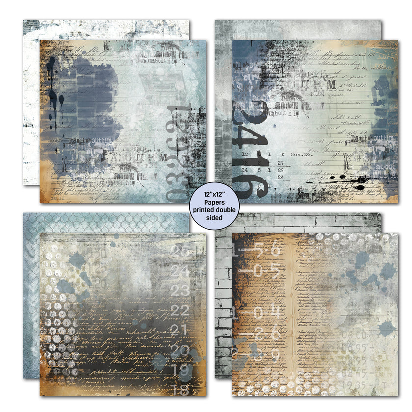 3Quarter Designs Eclectic Clocks 12x12 Design Paper & Diecuts Set
